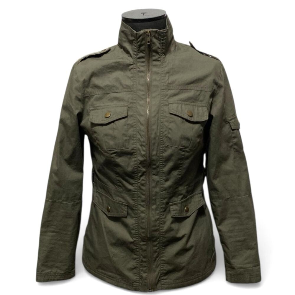 Mark Women's Utility Jacket Medium Army Green Lined Pockets Full Zip Up